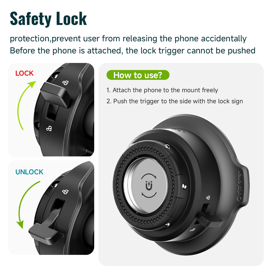 QB01-Outplorer Quick Launch Magnetic Bike Phone Mount with Universal Interface, Lightweight Handlebar Bracket with Secure Lock for Bike Scooter Moto MTB, 360° Blind Installation for Phones (Bike-Pro)