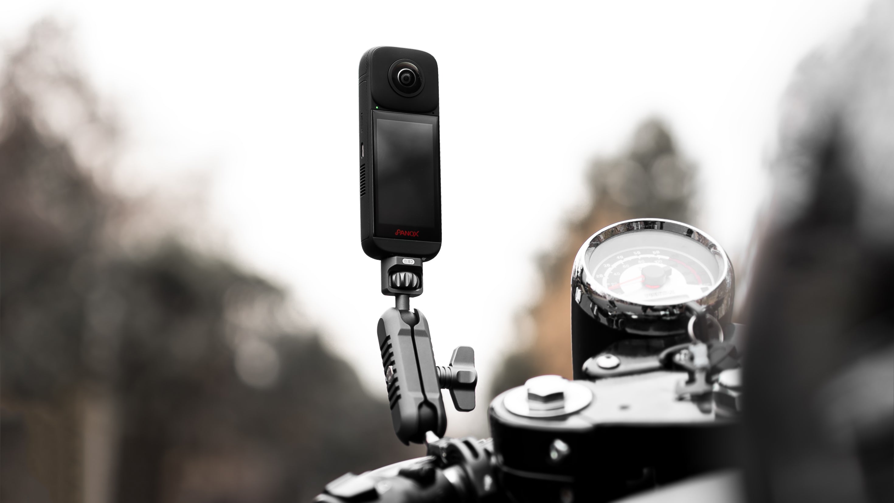 G100 Outplorer Motorcycle Air-Suspension Action Camera Mount Holder Kit, Anti-Shake Airbag Protecting Phone Lens, 360° Free Vision Aluminum Alloy Holder Compatible with GoPro