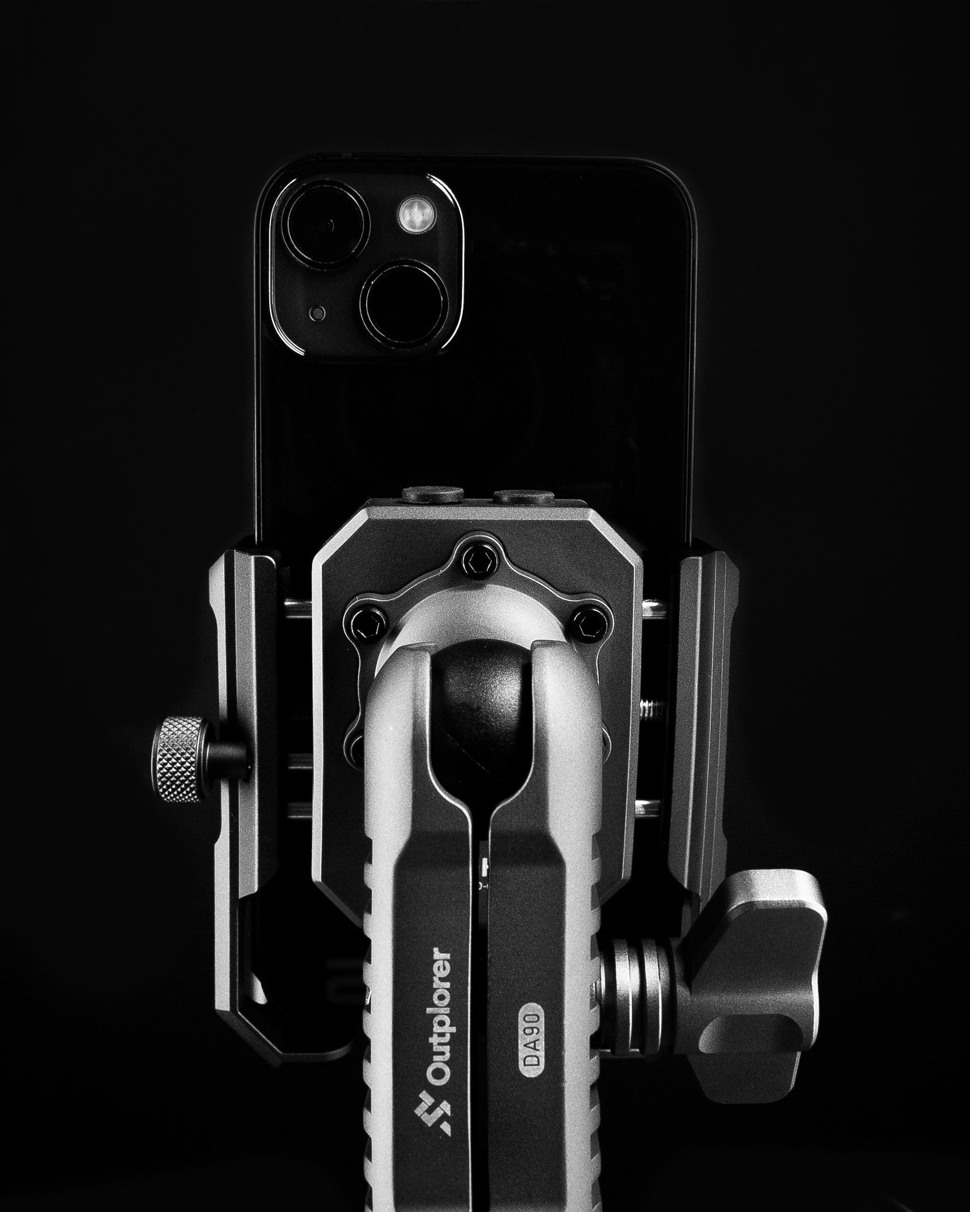 Outplorer Handlebar Mount Kit for Motorcycle Air-Suspension Holder Anti-Shake Airbag Protecting Phone Lens, 360° Free Vision for 4.7''-7.2'' Phone, Aluminum Alloy Holder Compatible with GoPro