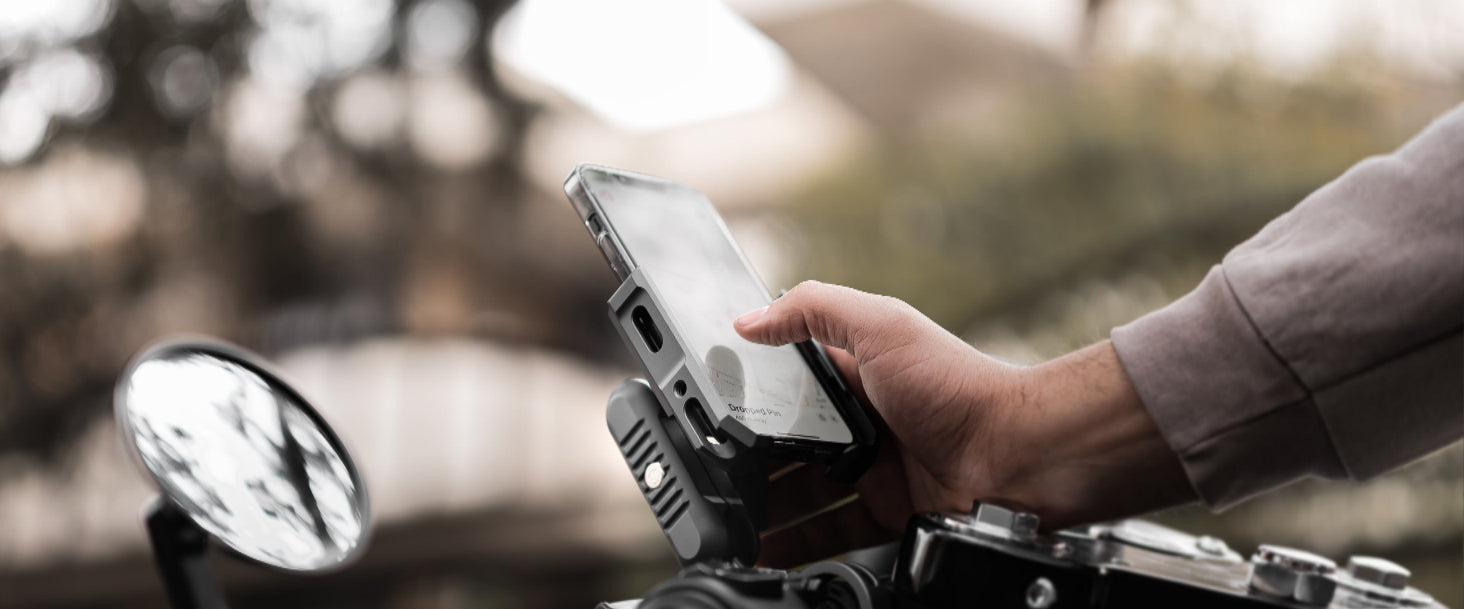 Outplorer Handlebar Mount Kit for Motorcycle Air-Suspension Holder Anti-Shake Airbag Protecting Phone Lens, 360° Free Vision for 4.7''-7.2'' Phone, Aluminum Alloy Holder Compatible with GoPro