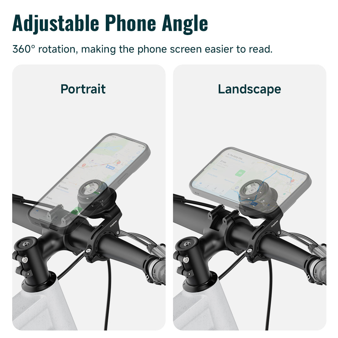 QB01-Outplorer Quick Launch Magnetic Bike Phone Mount with Universal Interface, Lightweight Handlebar Bracket with Secure Lock for Bike Scooter Moto MTB, 360° Blind Installation for Phones (Bike-Pro)