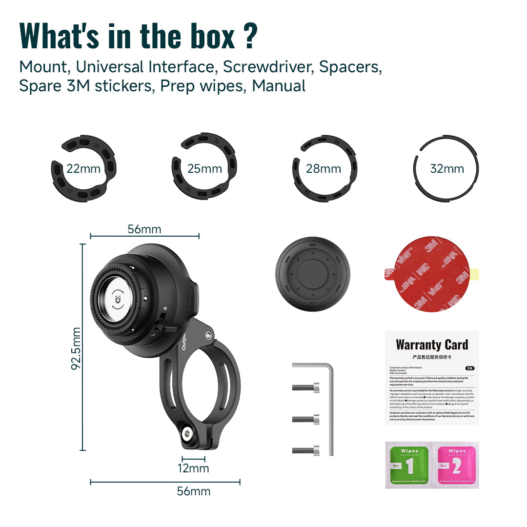 QM01&QU01 - Outplorer Quick Launch Magnetic Motorcycle Phone Mount, Anti-Vibration Handlebar Bracket with Secure Lock for Bike Scooter Moto MTB, 360° Blind Installation for Phones (Motorcycle-Basic &Universal interface)