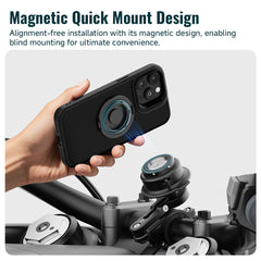 QM02 - Outplorer Quick Launch Magnetic Motorcycle Phone Mount, Anti-Vibration Handlebar Bracket with Secure Lock for Bike Scooter Moto MTB, 360° Blind Installation for Phones (Motorcycle-Pro)