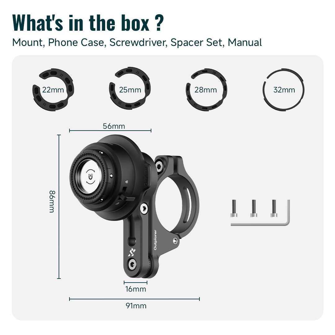 QM02 - Outplorer Quick Launch Magnetic Motorcycle Phone Mount, Anti-Vibration Handlebar Bracket with Secure Lock for Bike Scooter Moto MTB, 360° Blind Installation for Phones (Motorcycle-Pro)