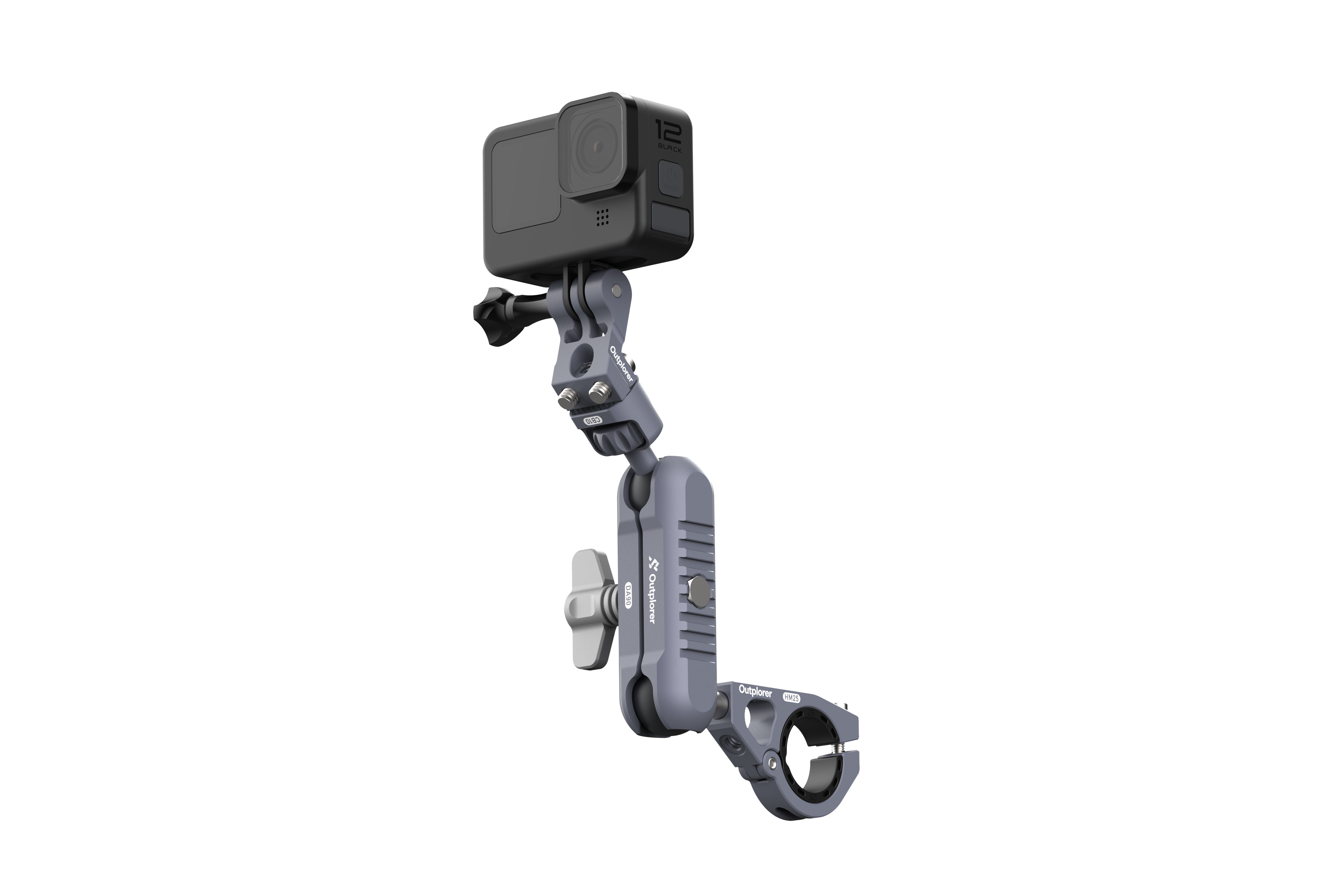 G100 Outplorer Motorcycle Air-Suspension Action Camera Mount Holder Kit, Anti-Shake Airbag Protecting Phone Lens, 360° Free Vision Aluminum Alloy Holder Compatible with GoPro