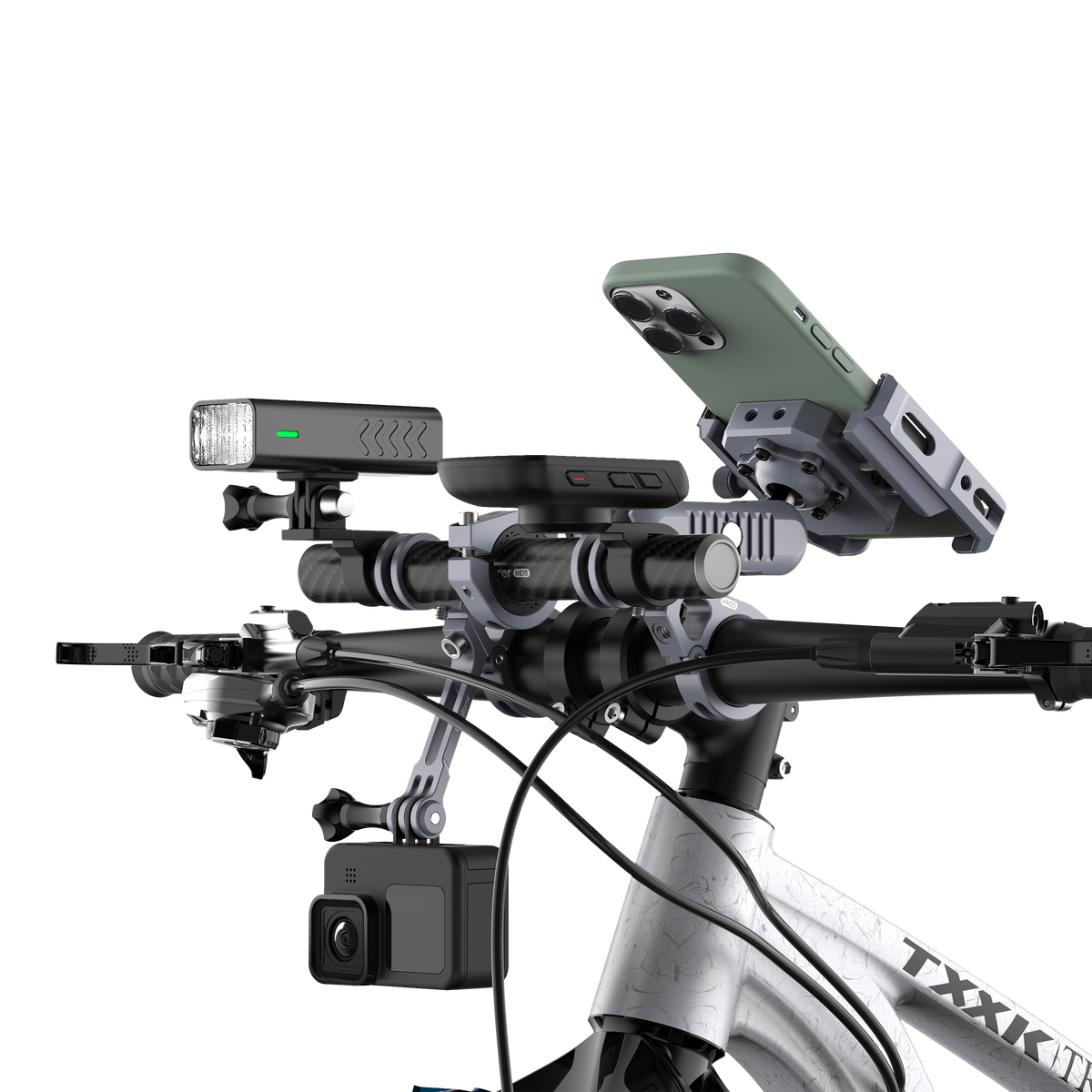 Glory Knight Pro Outplorer Handlebar Clamp Full Kit for Motorcycle Air-Suspension Holder Anti-Shake Airbag Protecting Phone Lens, 360° Free Vision for 4.7''-7.2'' Phone, Aluminum Alloy Holder