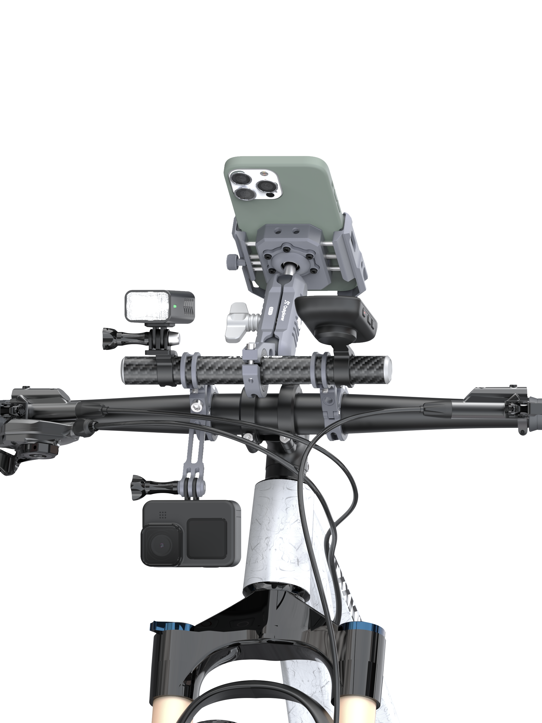 Glory Knight Pro Outplorer Handlebar Clamp Full Kit for Motorcycle Air-Suspension Holder Anti-Shake Airbag Protecting Phone Lens, 360° Free Vision for 4.7''-7.2'' Phone, Aluminum Alloy Holder