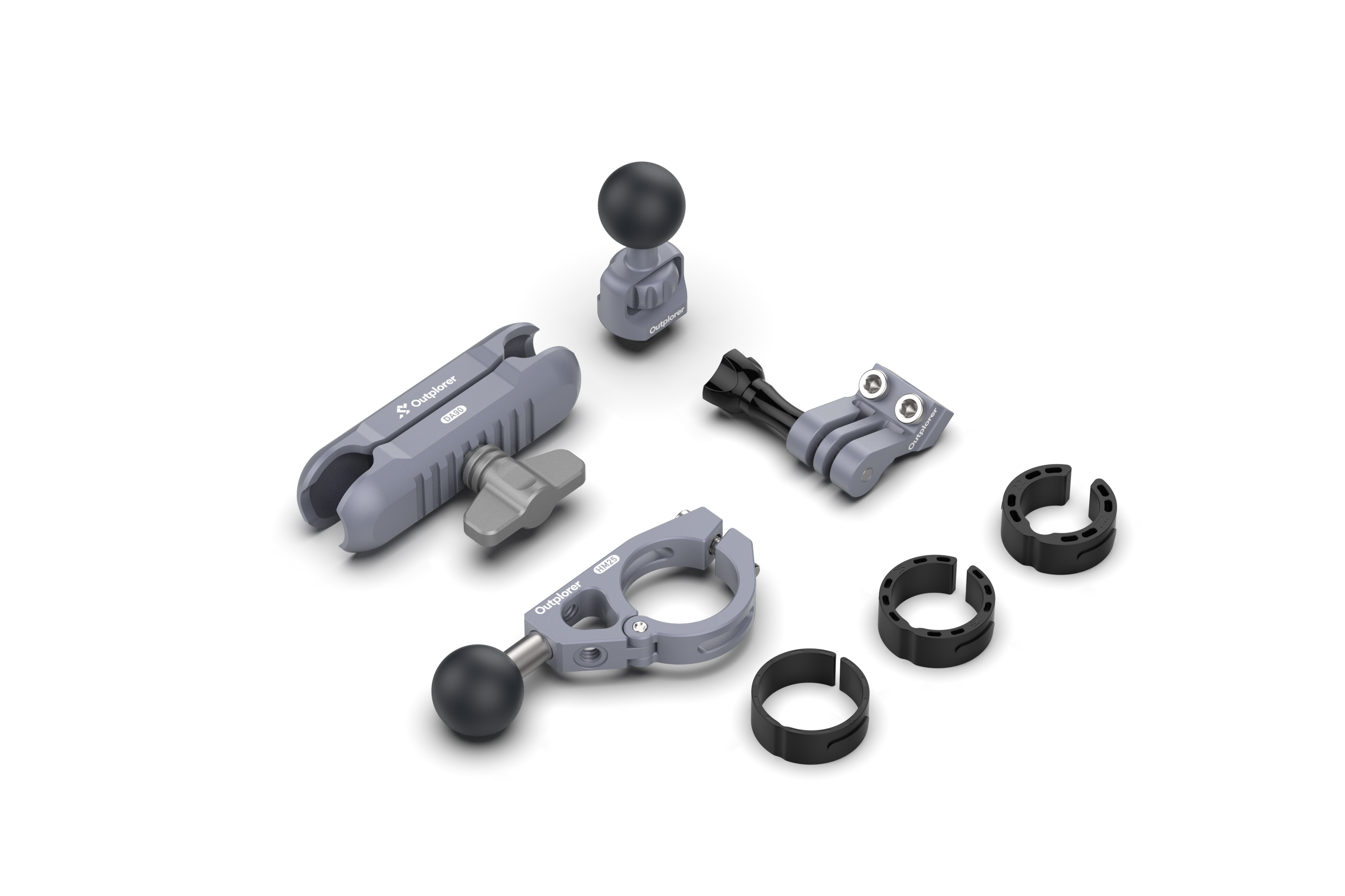 G100 Outplorer Motorcycle Air-Suspension Action Camera Mount Holder Kit, Anti-Shake Airbag Protecting Phone Lens, 360° Free Vision Aluminum Alloy Holder Compatible with GoPro