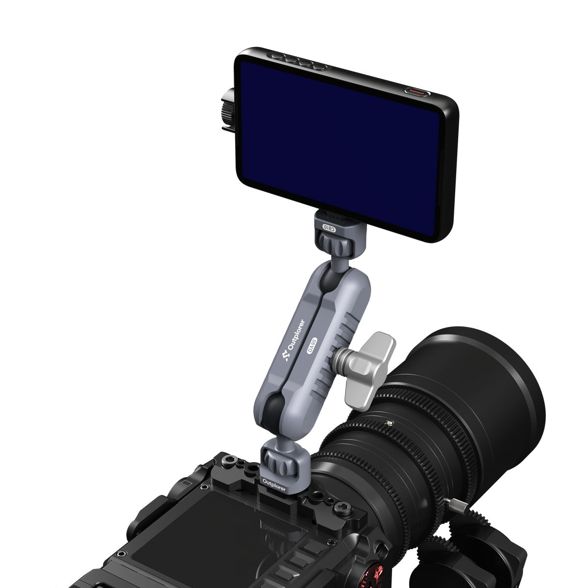 Outplorer Universal Magic Arm for Motorcycle Air-Suspension Holder Anti-Shake Airbag Protecting Phone Lens, 360° Free Vision for 2.5''-3.8'' Phone, Aluminum Alloy Holder Compatible with GoPro